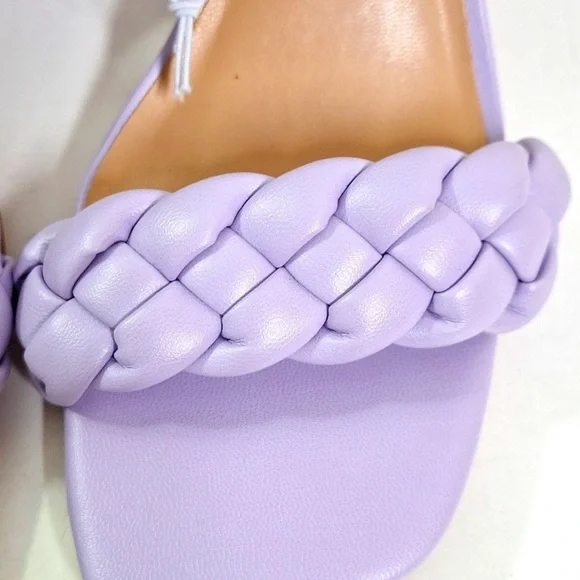 A New Day Lilac Purple Basil Slip On Double Band Woven Mule Heels New! - Picture 4 of 10